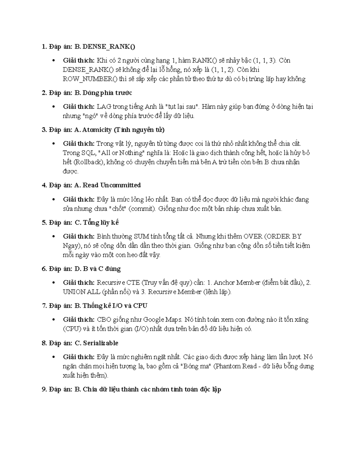 SQL Midterm Answers: Key Concepts and Explanations - Studocu