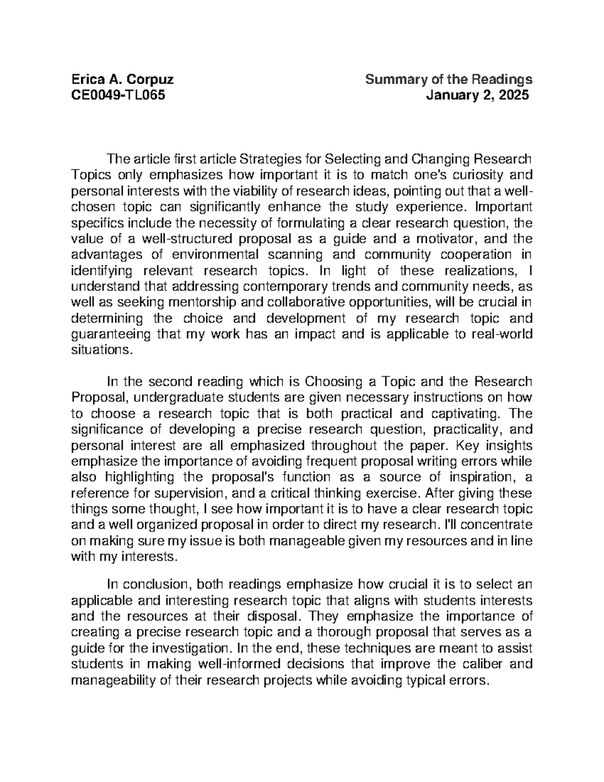 MOR 101: Strategies for Selecting Research Topics - Summary - Studocu