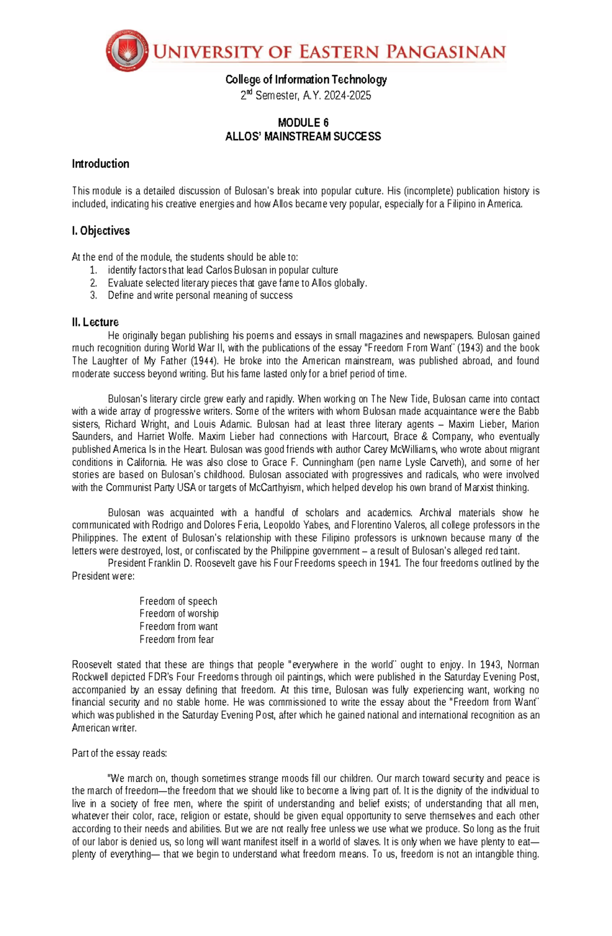 Carlos B-M6 - This is module 6. - College of Information Technology 2 ...