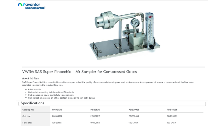 SAS Super Pinocchio II Air Sampler for Compressed Gases Overview - Studocu