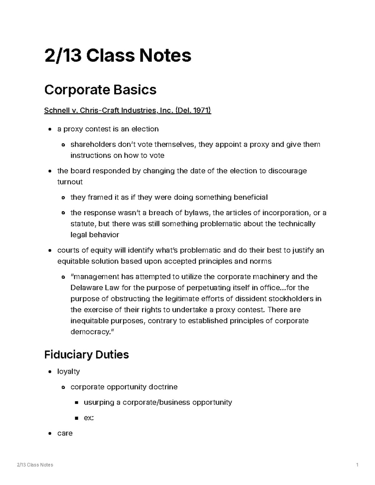 Corporate Law Class Notes: Formation, Liability, and Case Summaries - 2 ...