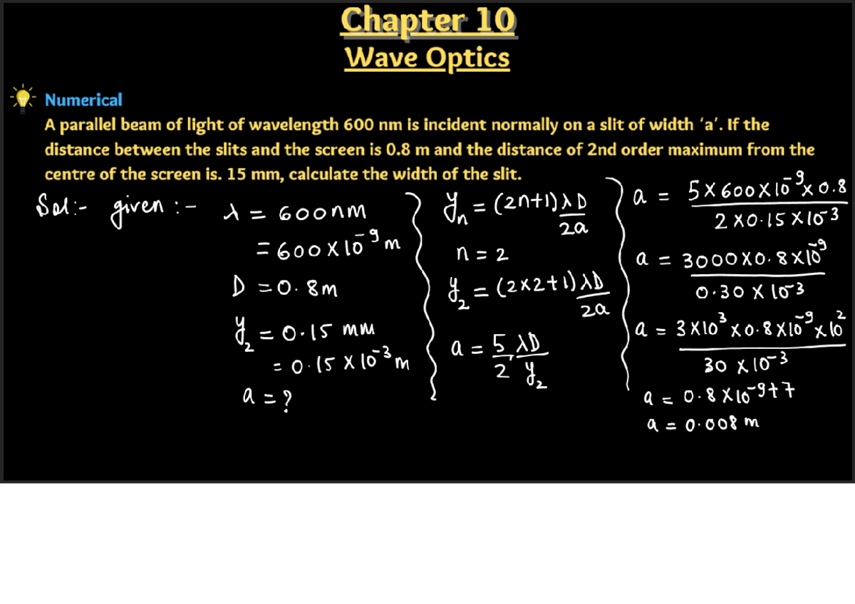 Chapter 10 Wave Optics Numerical Solutions (PHYS 101) - Studocu
