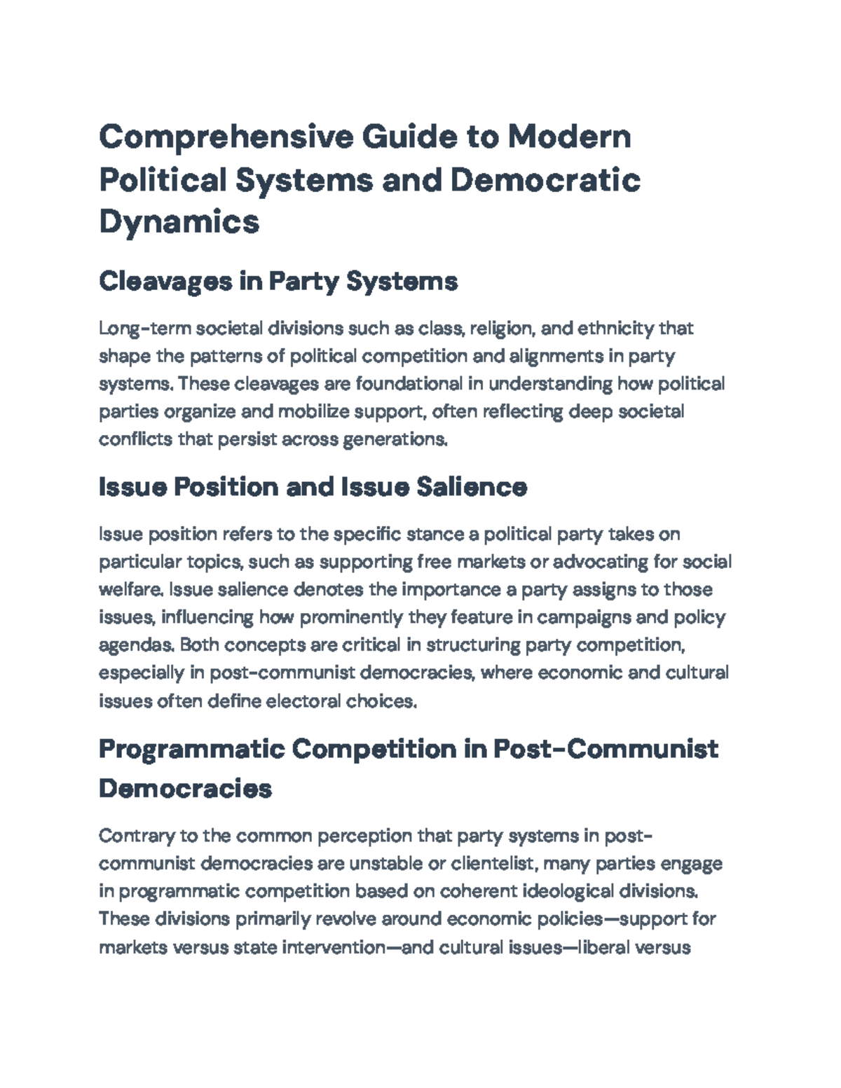 Comprehensive Guide to Political Systems and Democratic Dynamics (POL ...