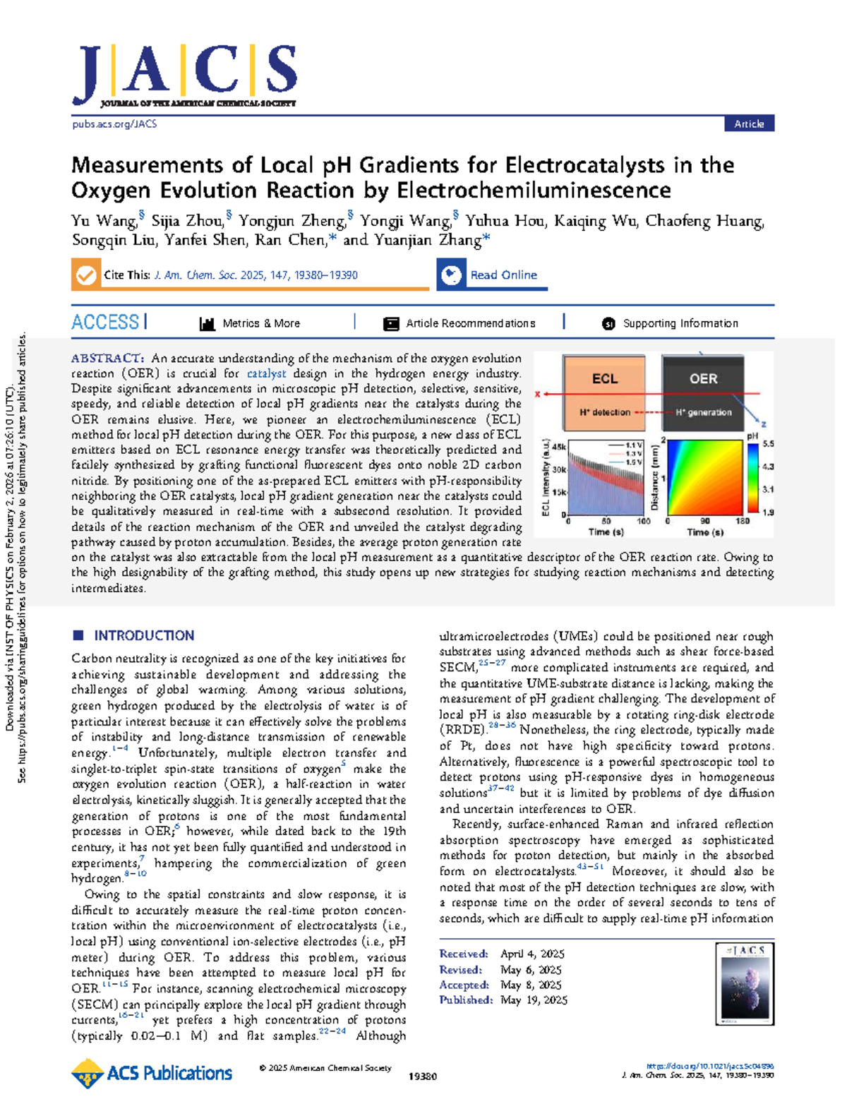 Measurements of Local pH Gradients for Electrocatalysts in OER via ECL ...