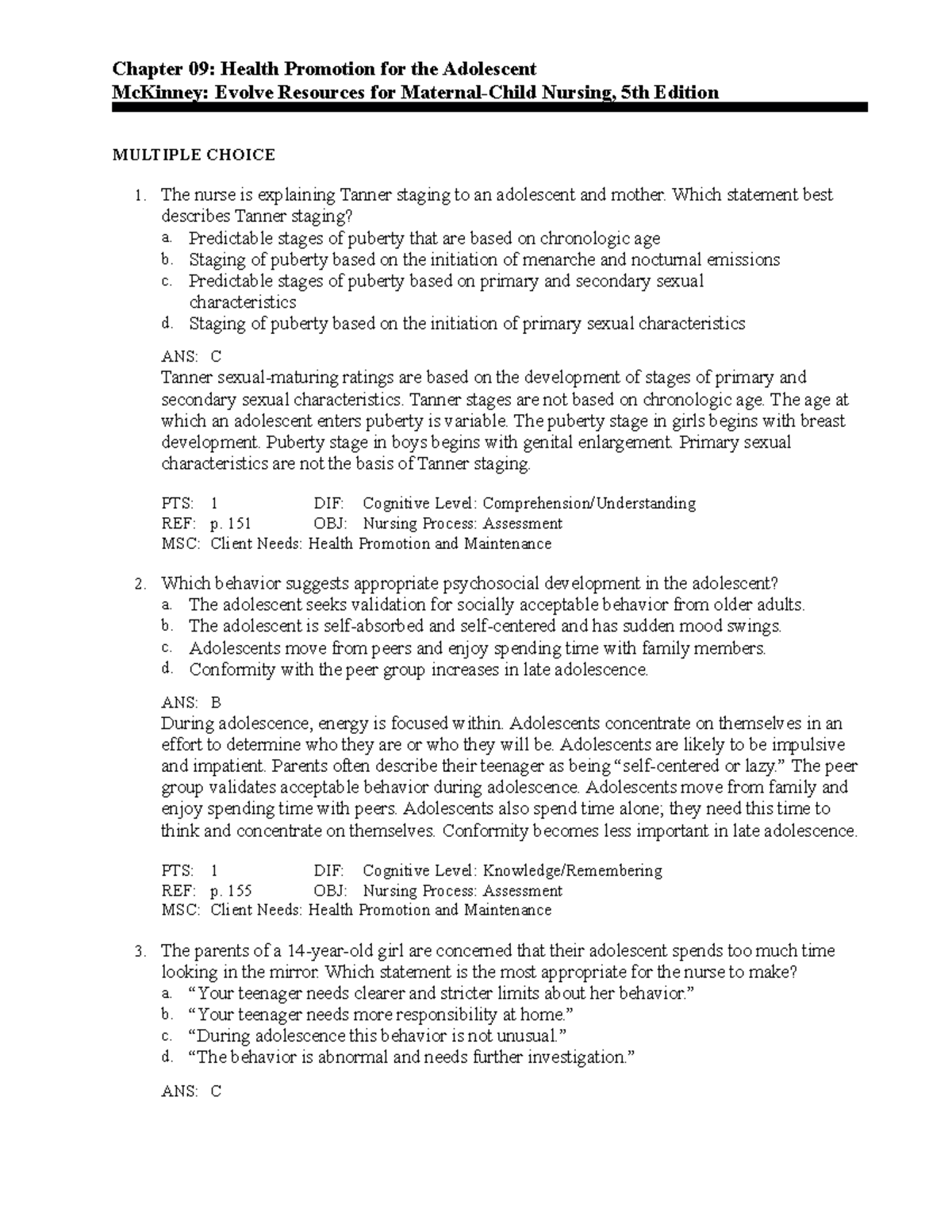 C9 Final Exam Study Guide: Health Promotion for Adolescents - Studocu