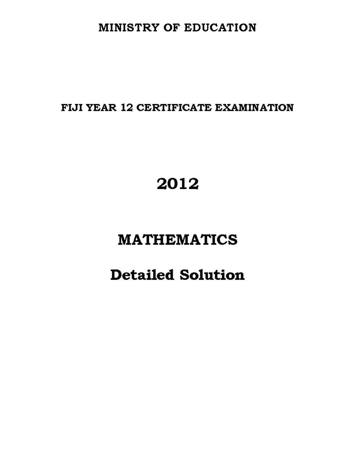 2012 Year 12 Maths Solutions for FSLC Exam - Detailed Breakdown - Studocu