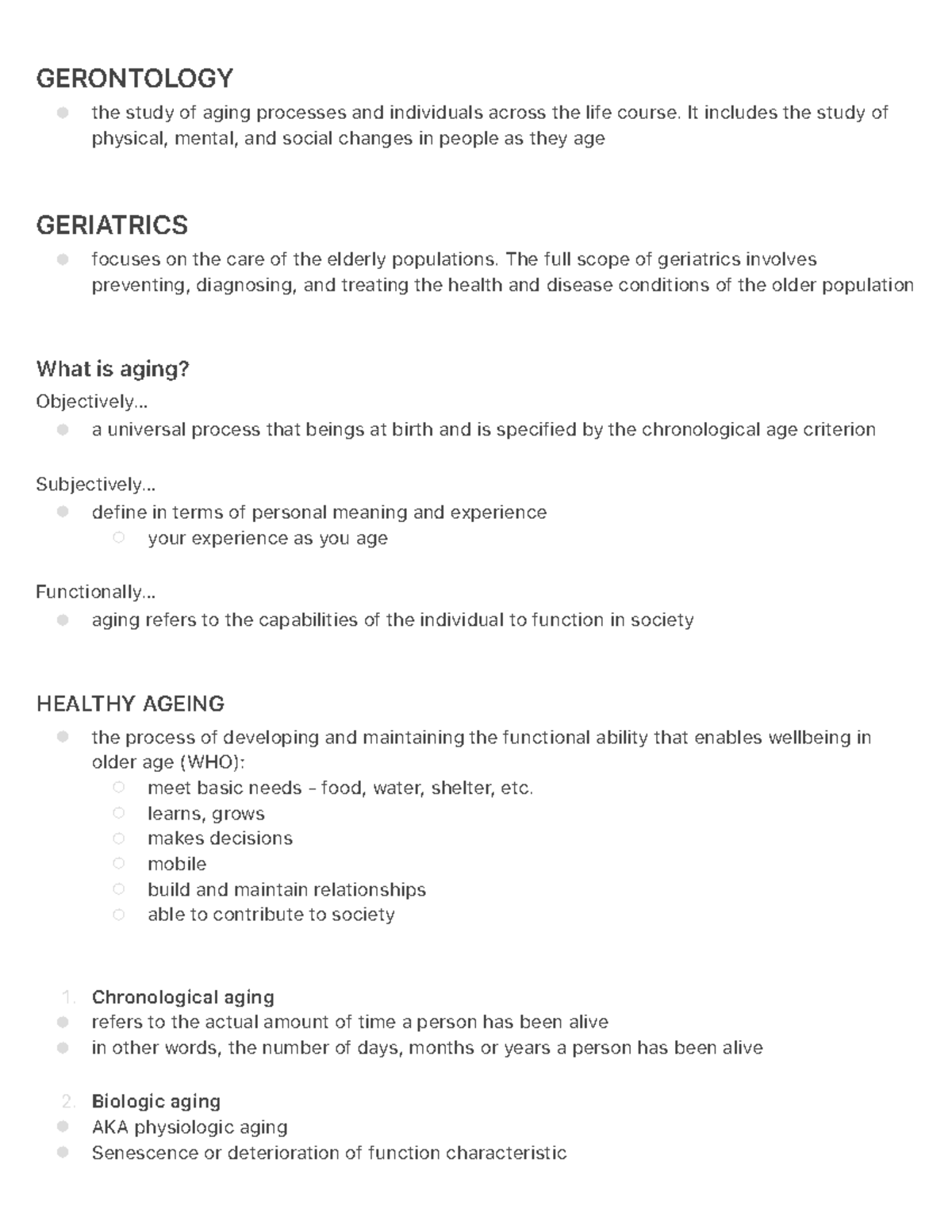 Gerontology: Understanding Aging Processes and Geriatric Care - Studocu