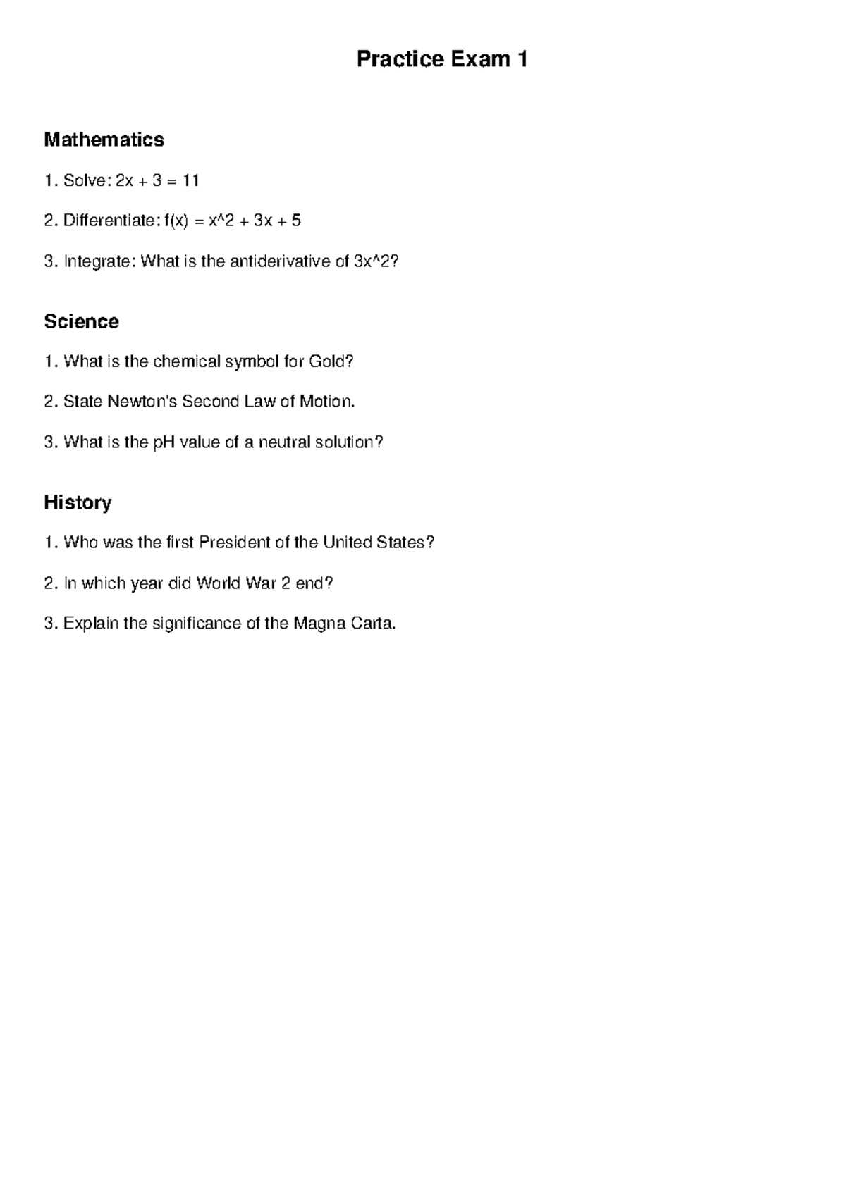 Practice Exam 1 - lol no - MATH1P98 - Practice Exam 1 Mathematics Solve ...