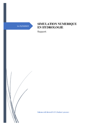 Rapport SIMH - simulation numérique en hydrologie - SIMULATION ...