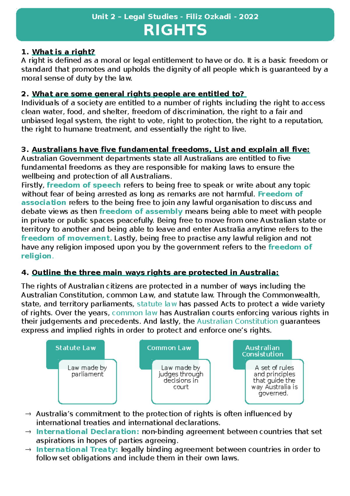 Rights L.S T4 - Fundamentals and Protections of Human Rights in ...