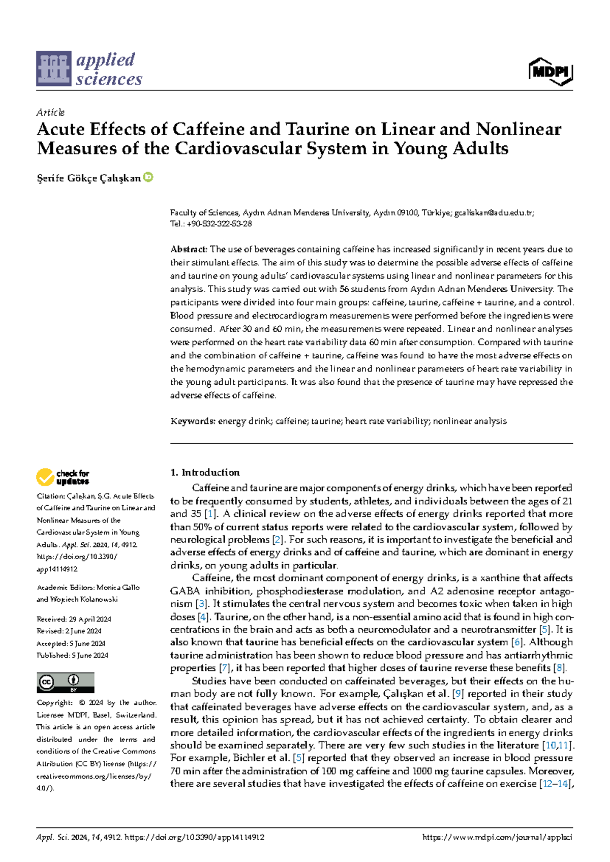 Applsci 14 04912 v2 - Acute Effects of Caffeine and Taurine on Linear ...