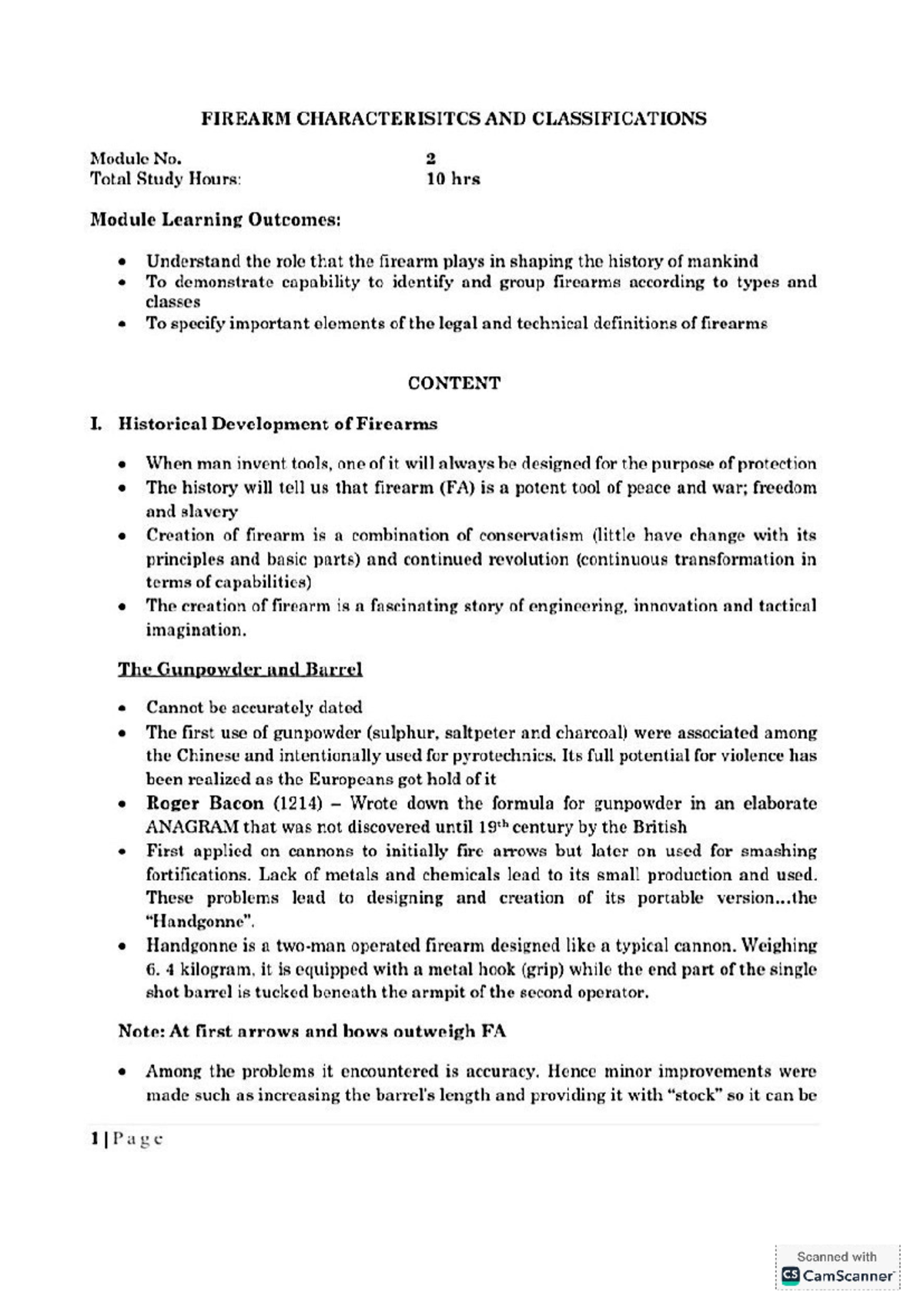 FIREARM CHARACTERISTICS & CLASSIFICATIONS - Module 2 Study Guide - Studocu