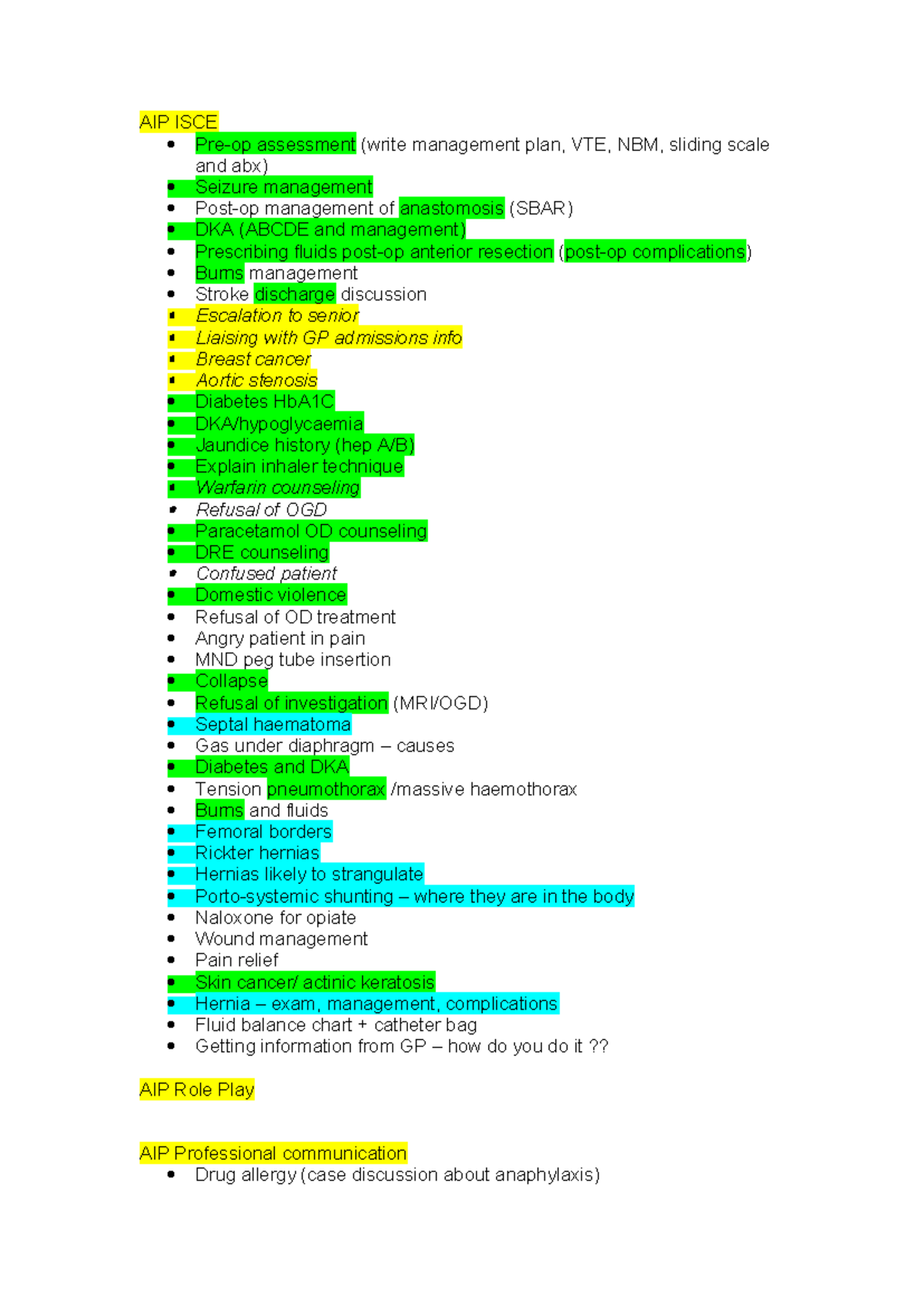 OSCE Stations - with loads of extra stations - DONE - AIP ISCE Pre-op ...