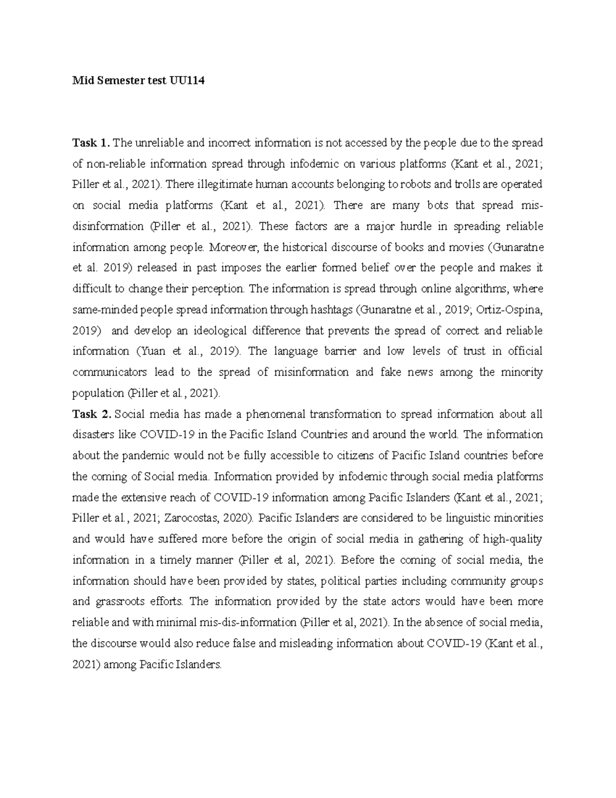 Mid-Semester Test Analysis on Misinformation in UU114 - Studocu