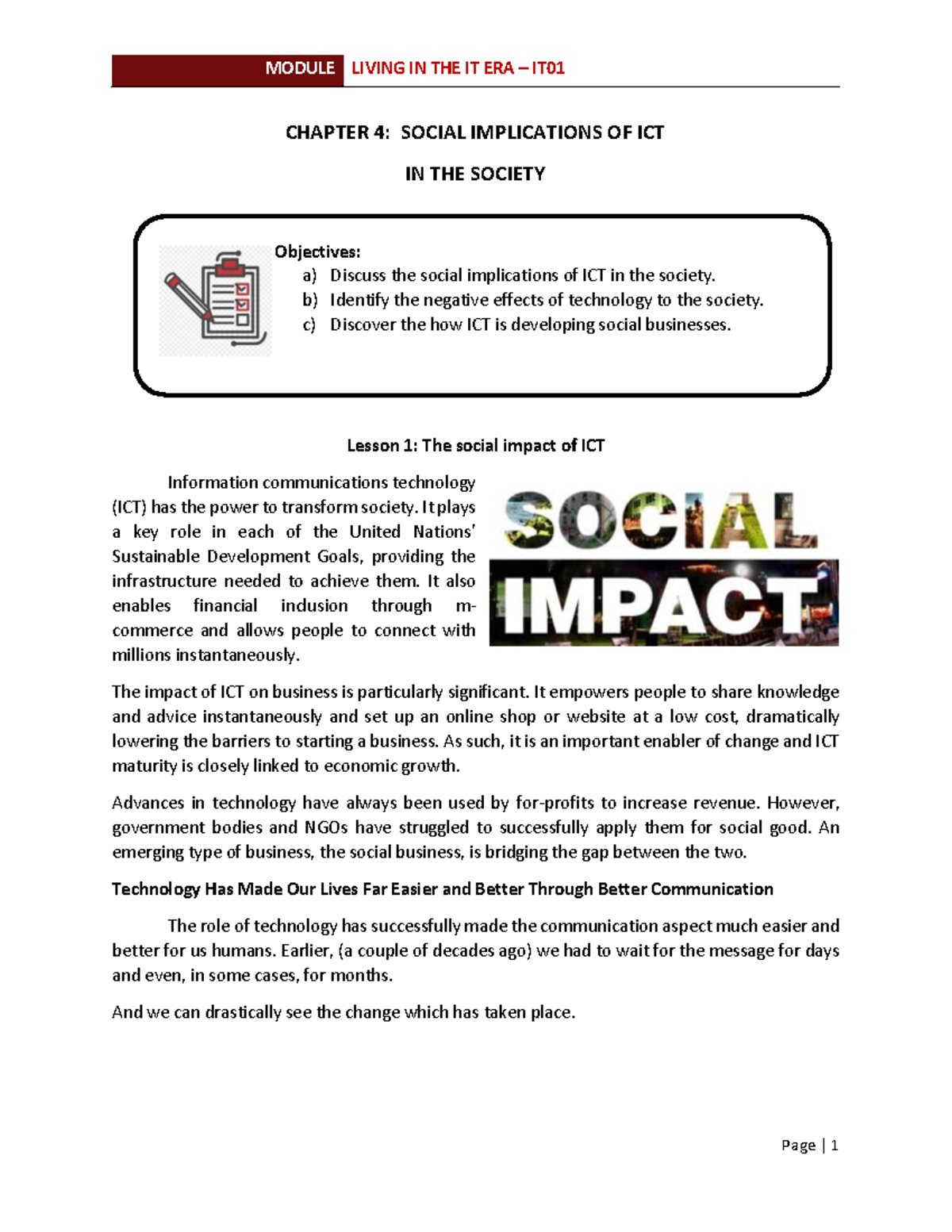 Chapter 4: Social Implications of ICT in Modern Society - Studocu