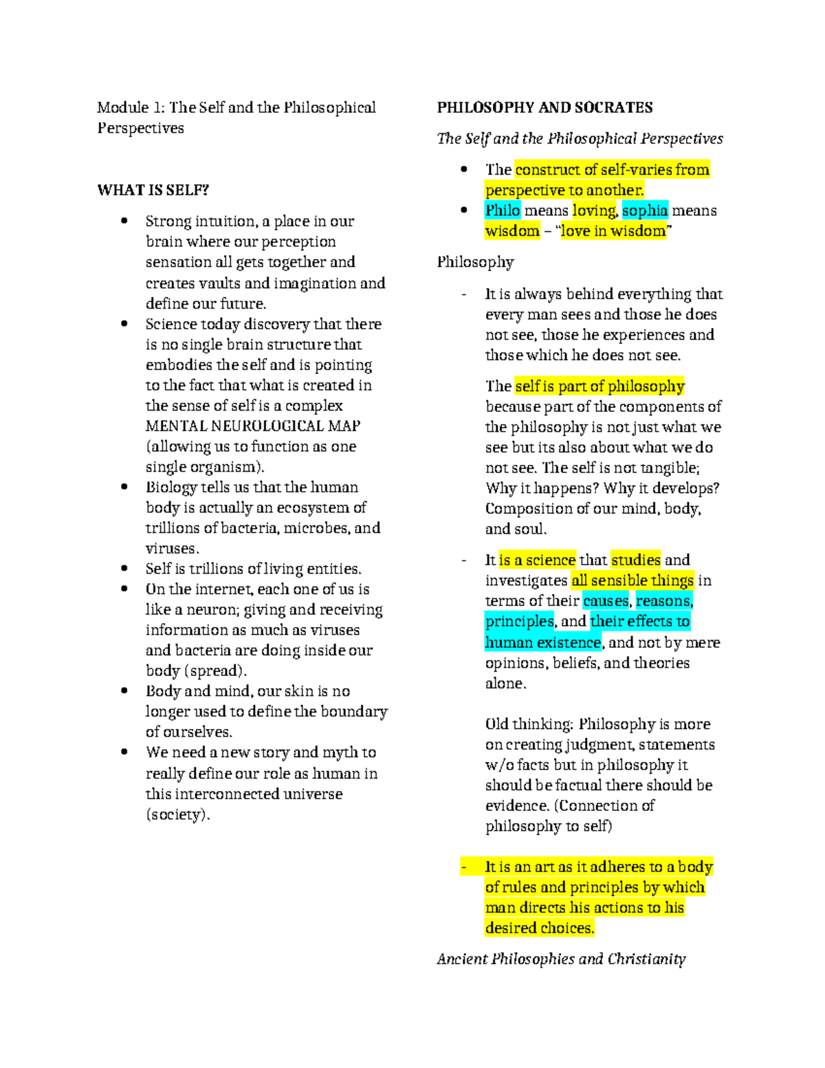 Module 1: Understanding the Self and Philosophical Perspectives - Studocu