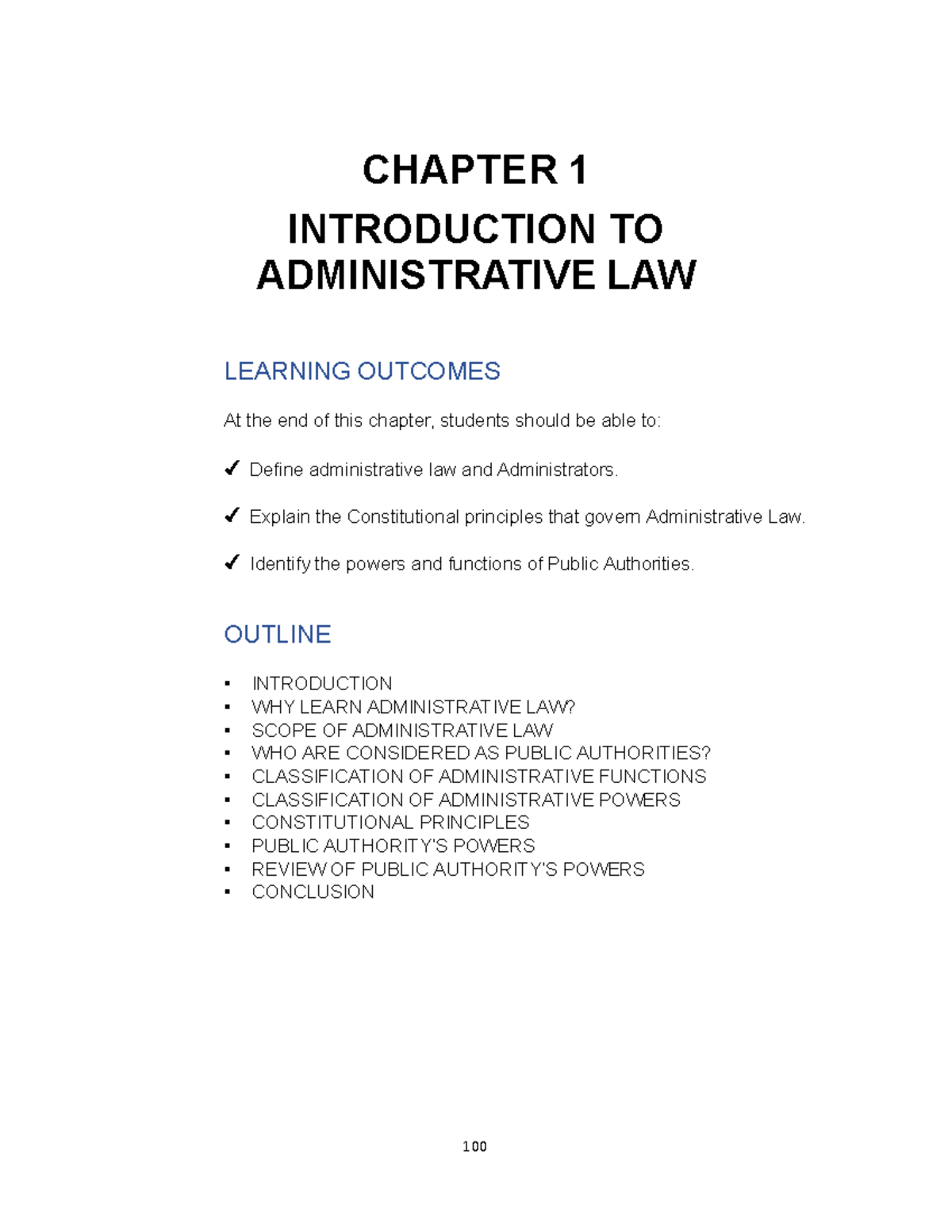 CHAPTER 1: INTRODUCTION TO ADMINISTRATIVE LAW (LAW309, LAW507) - Studocu