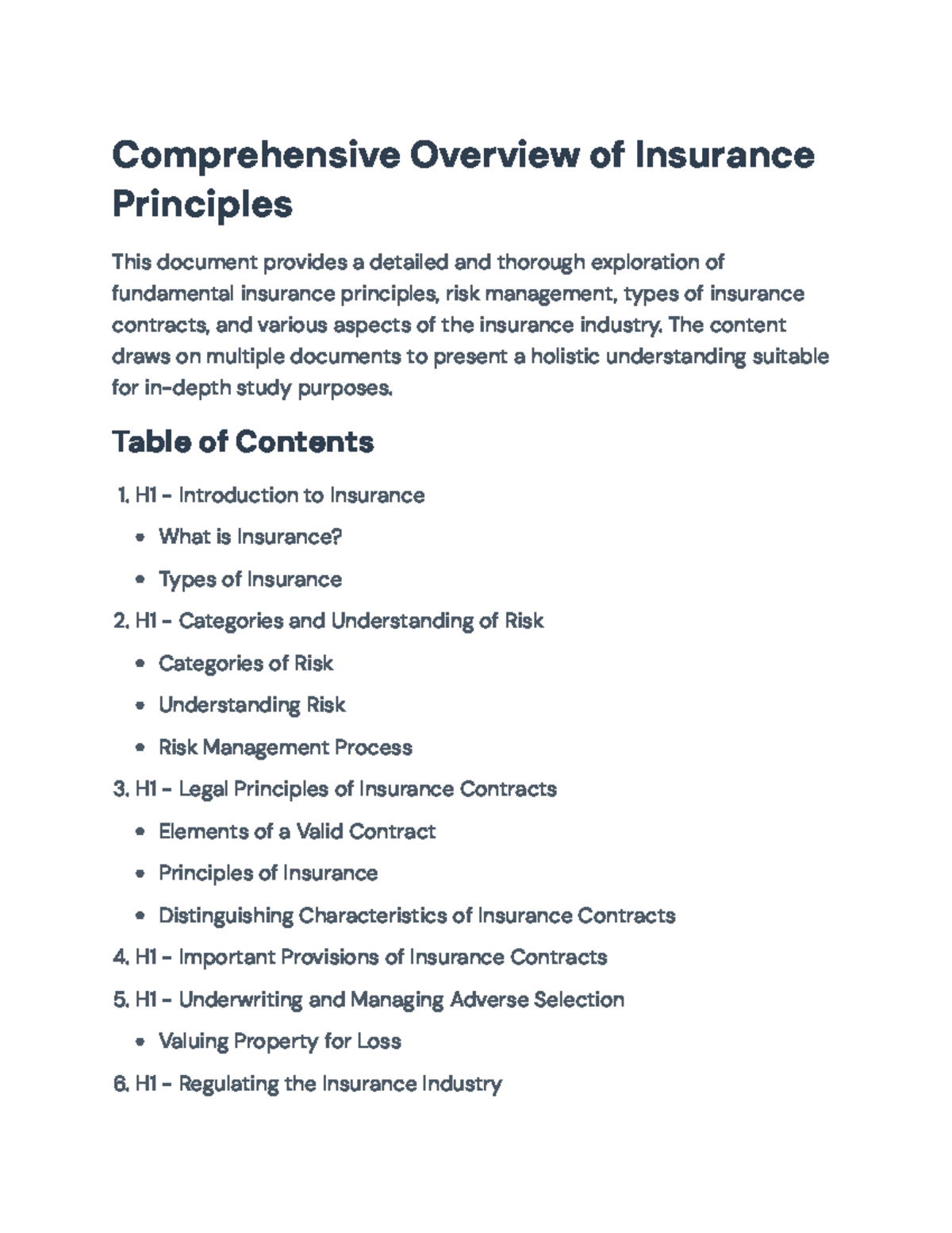 Comprehensive Guide to Insurance Principles and Risk Management ...