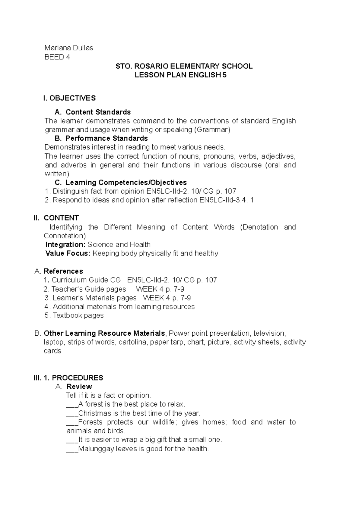 Denotatin Connotation LP - Mariana Dullas BEED 4 STO. ROSARIO ...