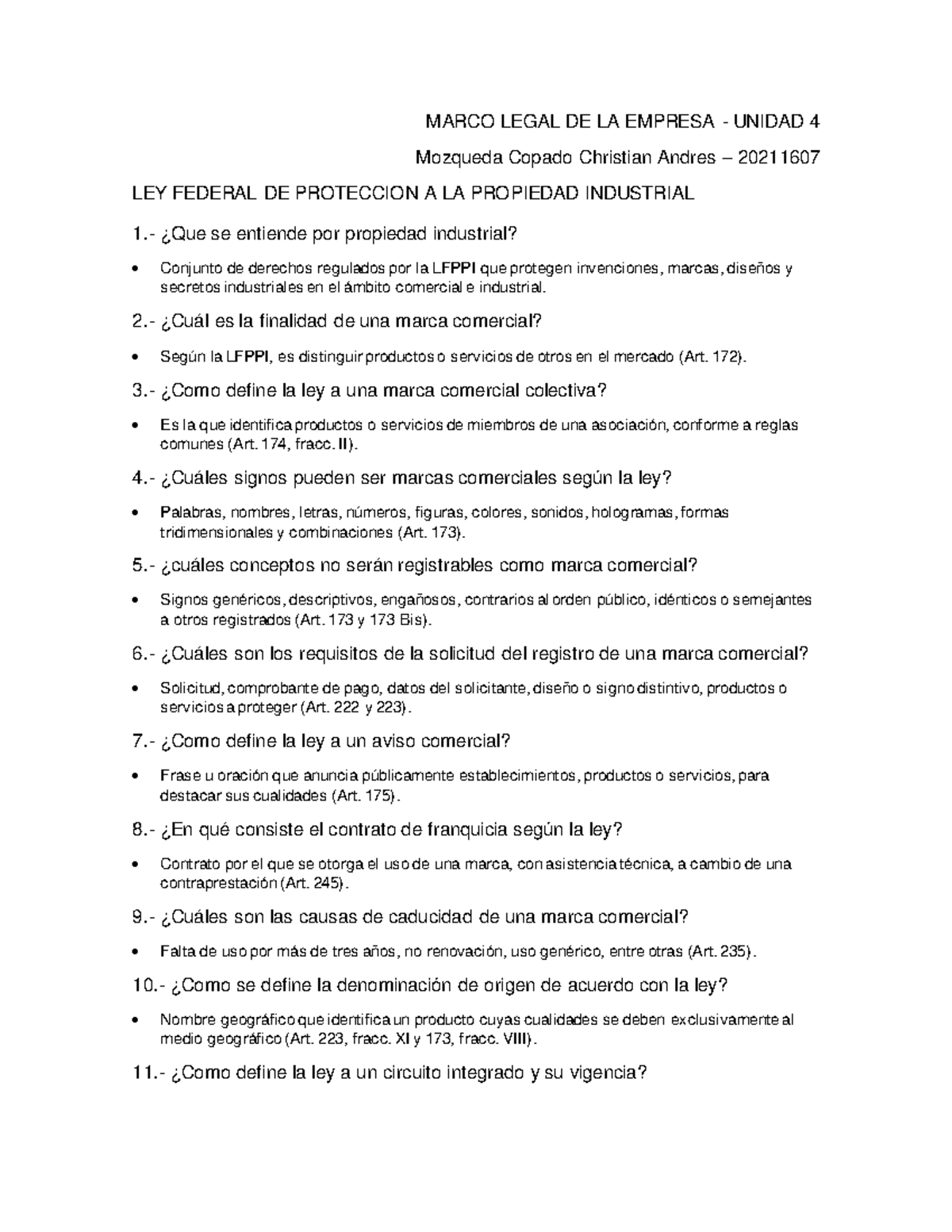 U4 - Ley Federal de Protección a la Propiedad Industrial: Conceptos ...
