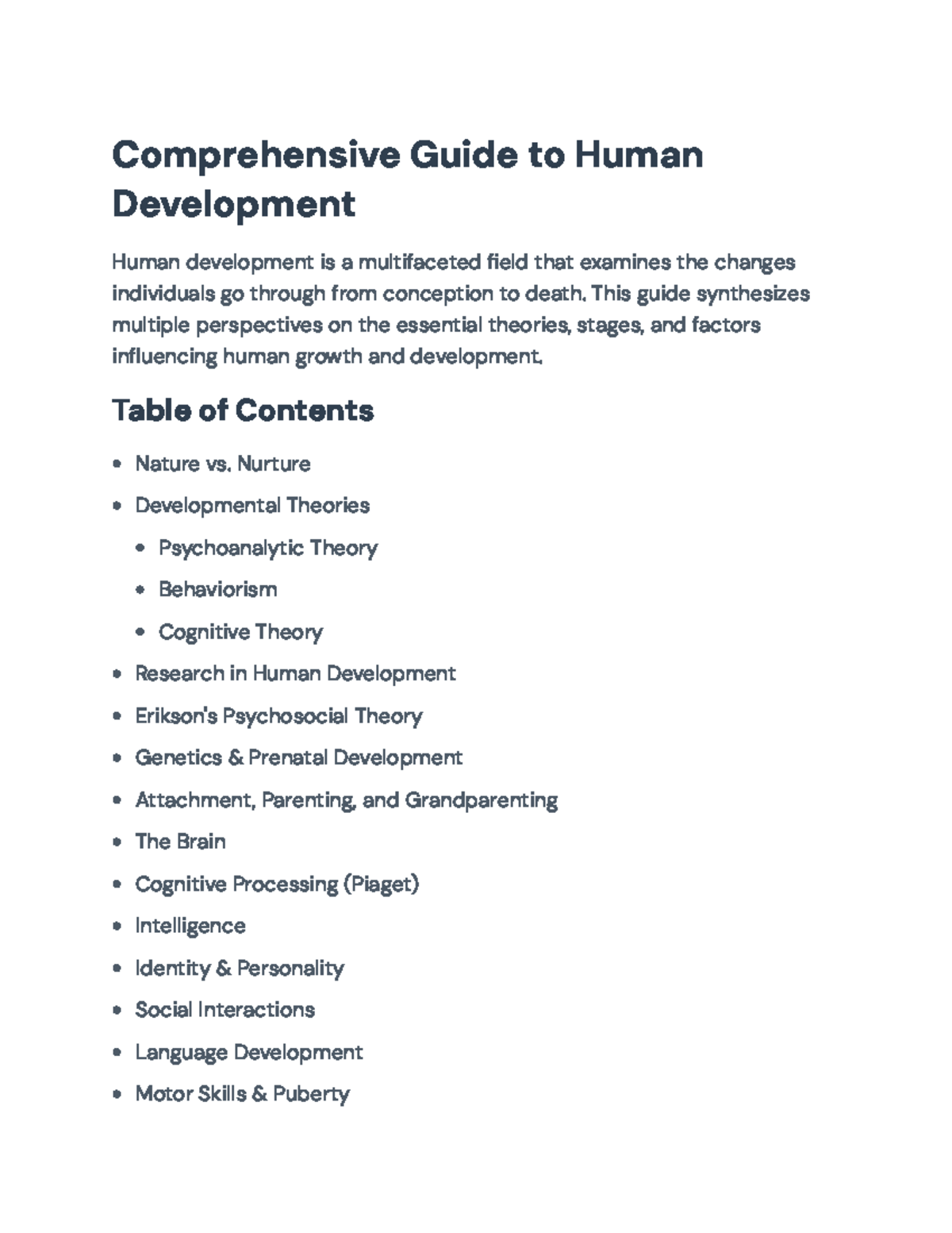 Comprehensive Guide to Human Development Theories and Stages ...
