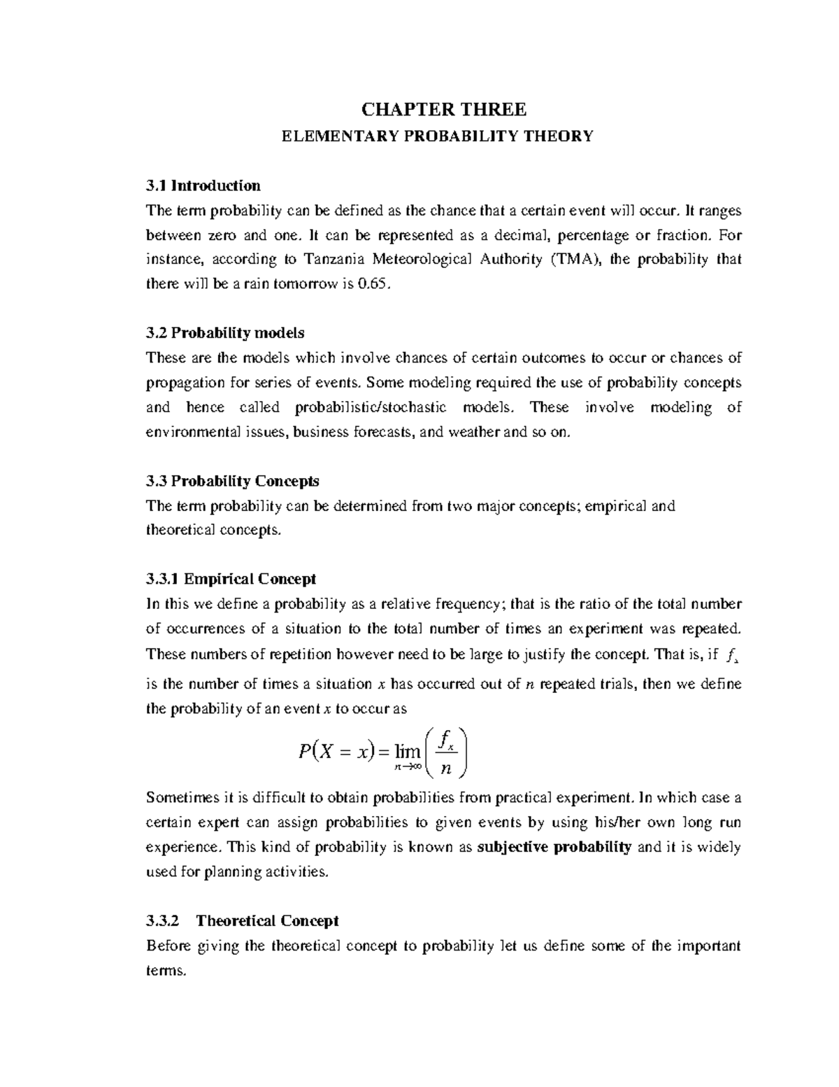 Chapter 3: Elementary Probability Theory - Studocu