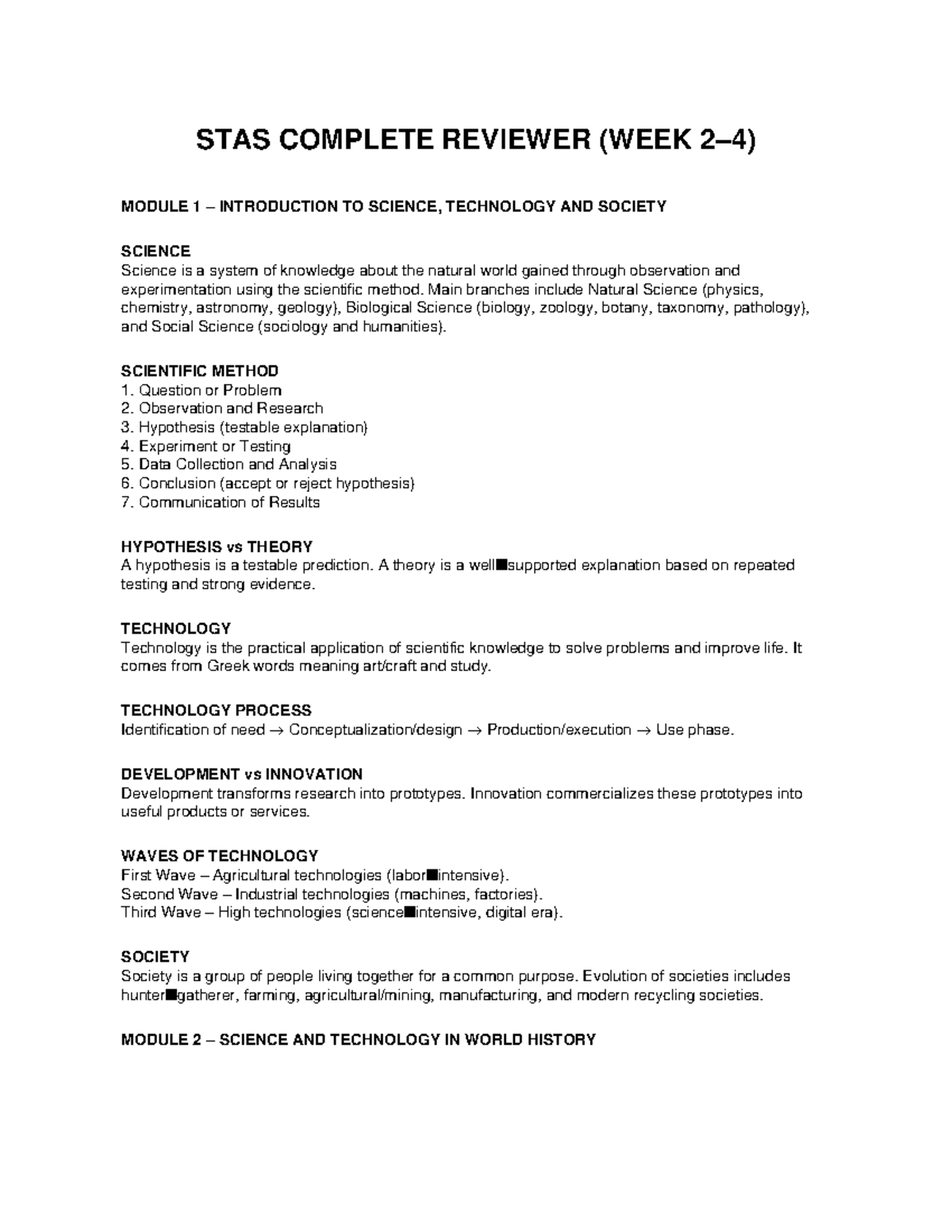 STAS 101: Comprehensive Review of Science, Technology, and Society ...