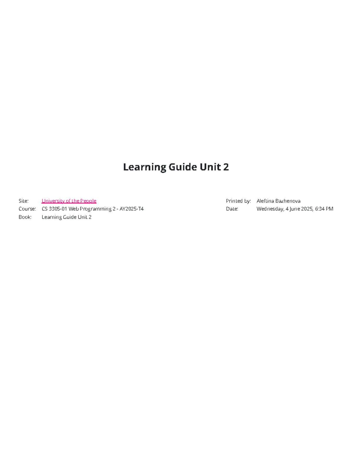CS Web Programming 2: Learning Guide Unit 5 on eCommerce Applications ...