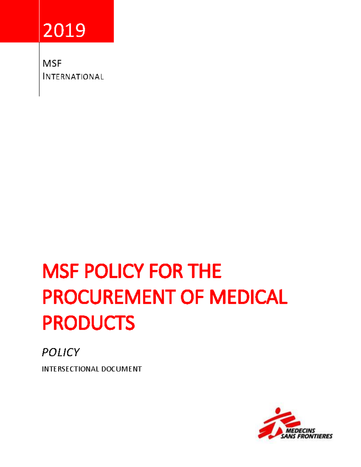 2019 MSF Procurement Policy for Medical Products: Guidelines and ...