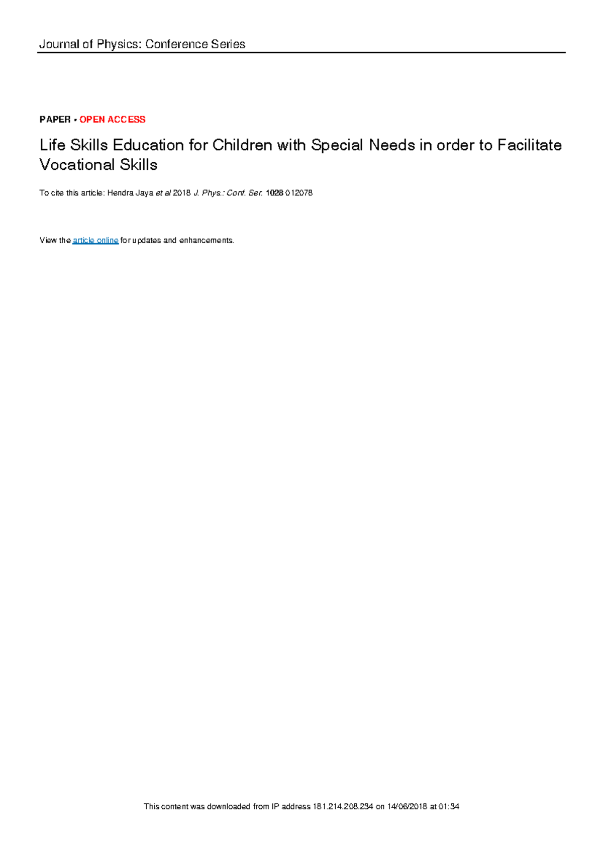 Life Skills Education for Special Needs Children: Vocational Skills ...