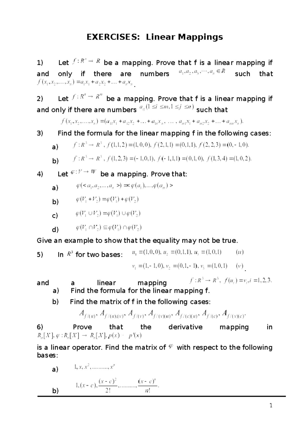 BT Anh Xa Tuyen Tinh: Exercises on Linear Mappings and Quadratic Forms ...