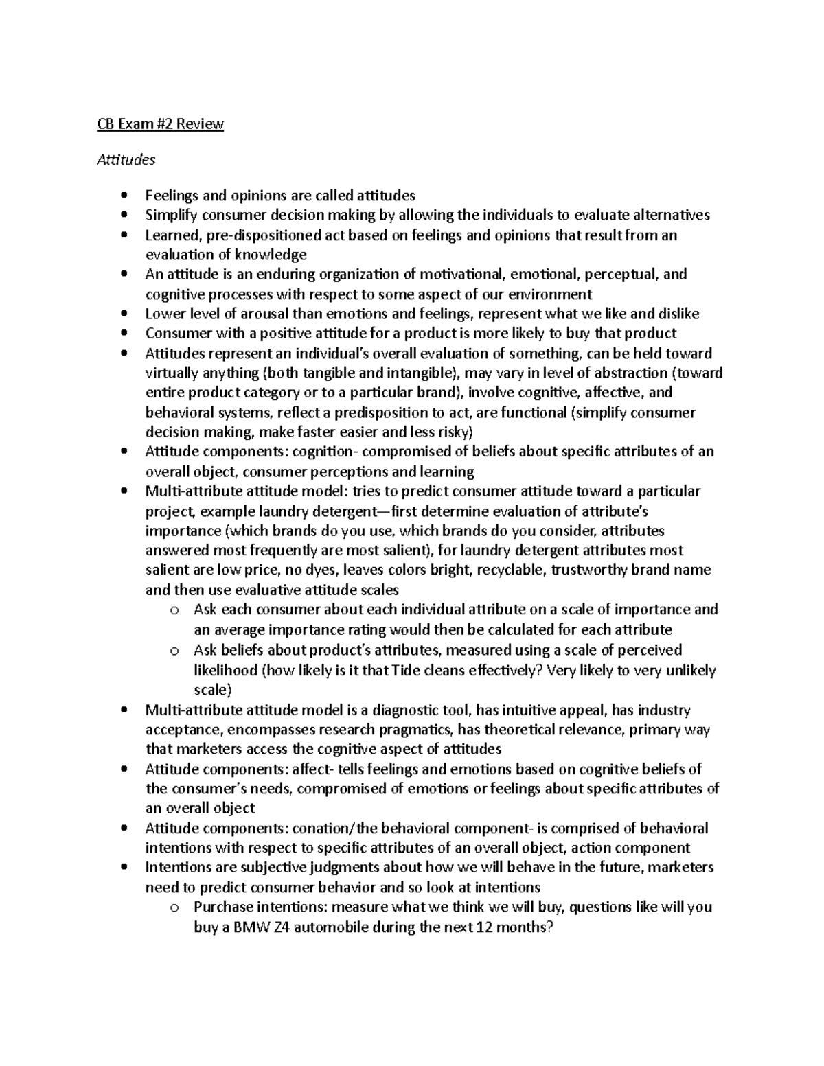Consumer Behavior CB Exam 2 Comprehensive Review Notes - Studocu