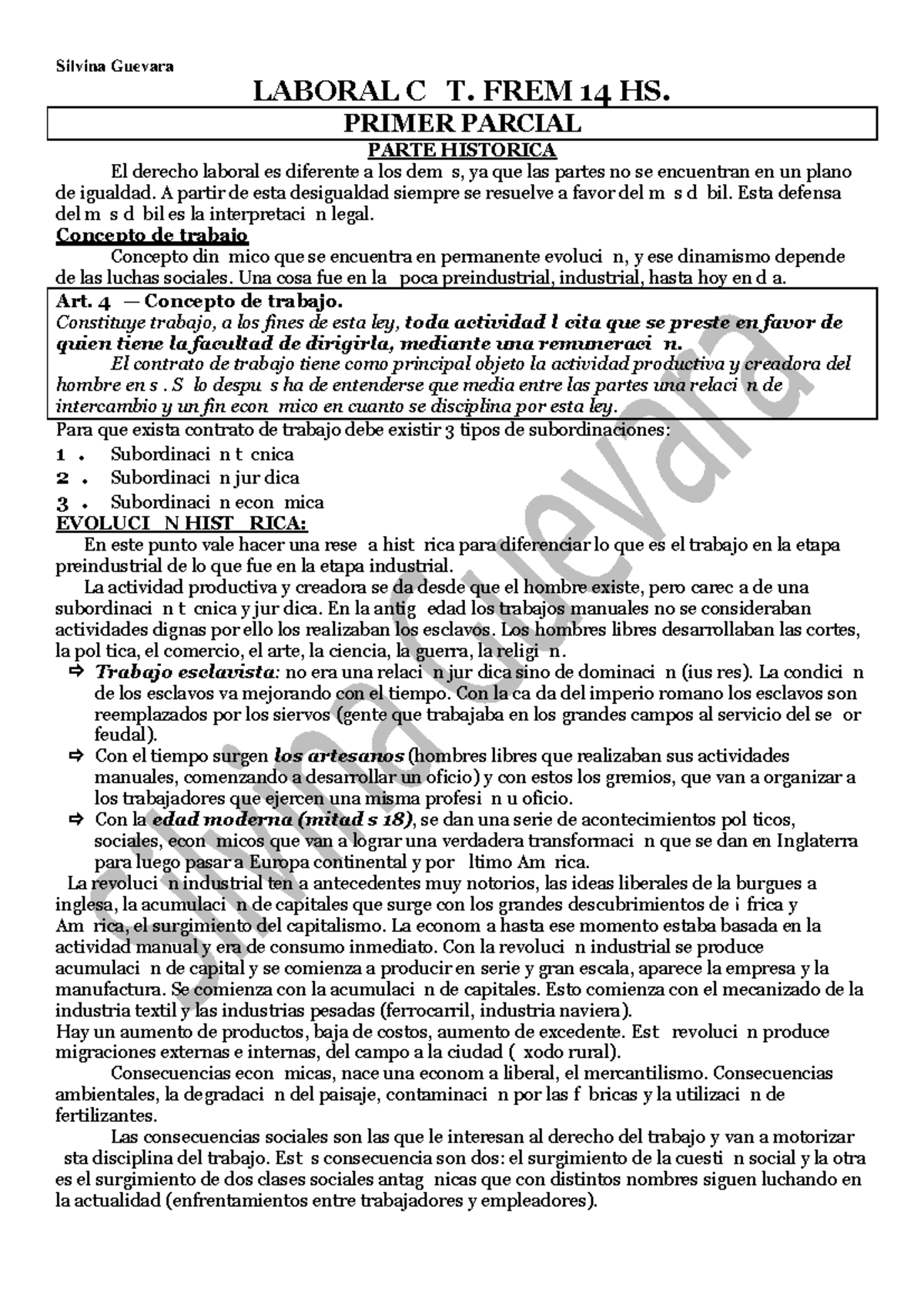 Resumen Completo del Primer Parcial de Derecho Laboral - Cát. FREM 14 ...