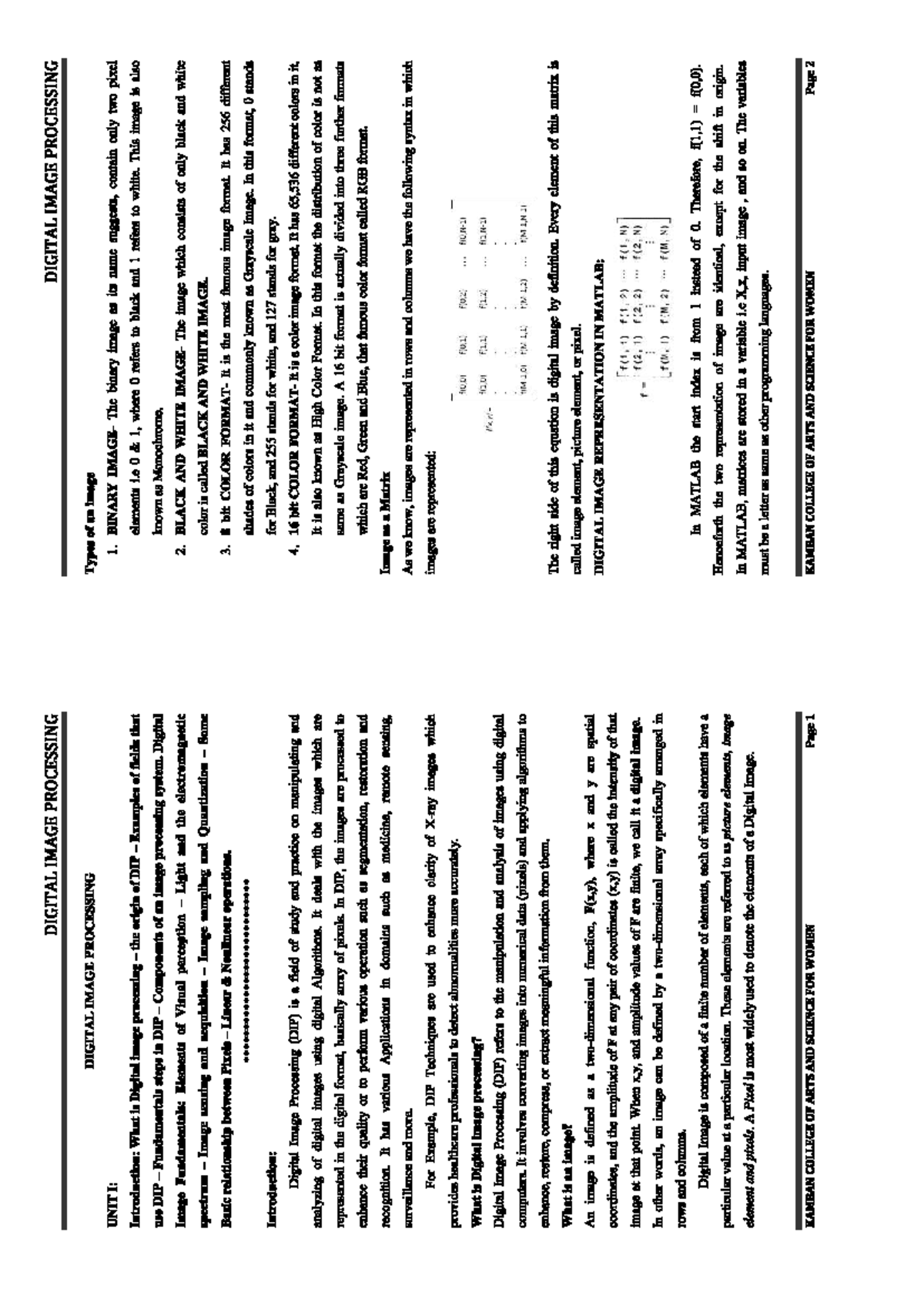 DIGITAL IMAGE PROCESSING (DIP) UNIT I: Image Types and Fundamentals ...