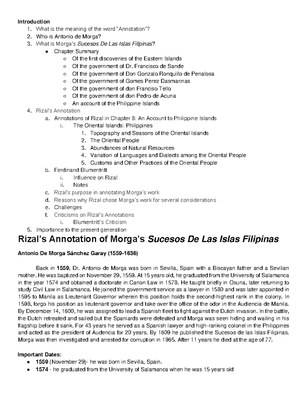 Summary of Life & Works of Dr. José Rizal (Philippine National Hero ...