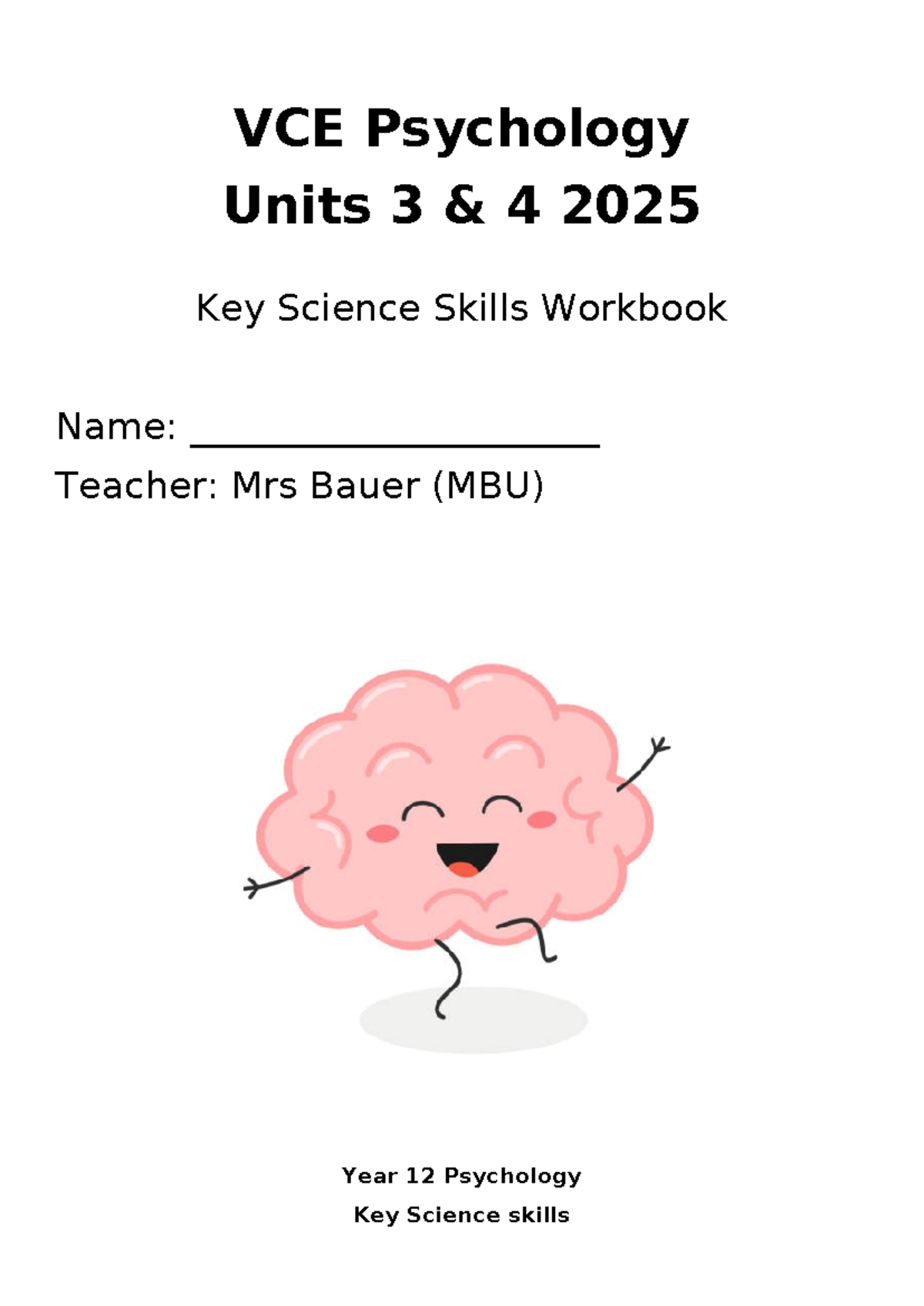 KSS Psychology Units 3 & 4 Workbook 2025: Key Science Skills Guide ...