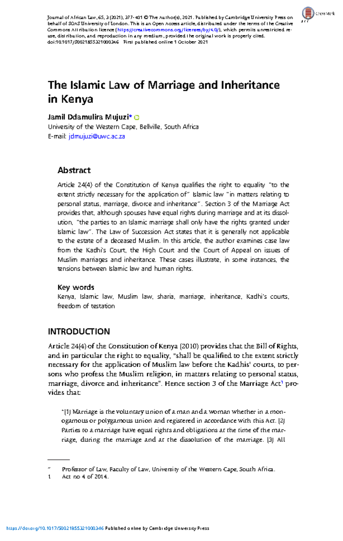 Islamic Law of Marriage & Inheritance in Kenya: A Detailed Analysis ...