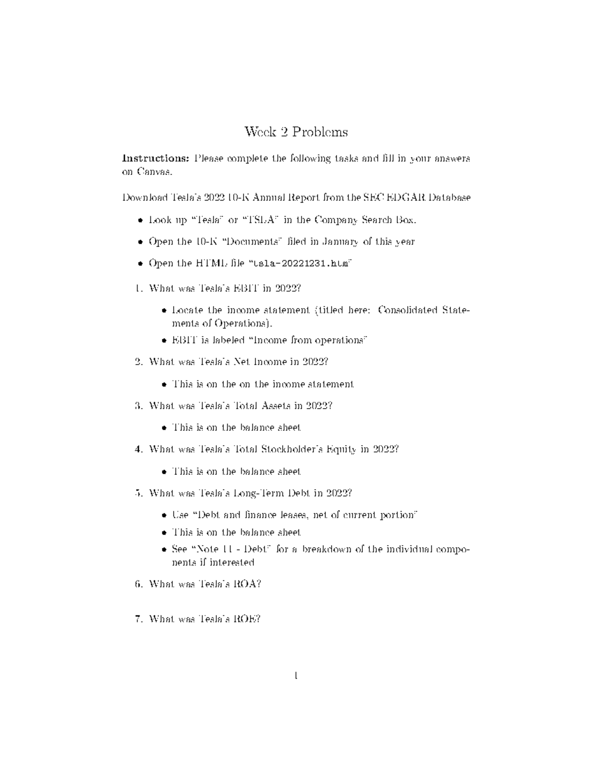 Week 2 HW (FIN 302: Financial Statement Analysis) - Tesla Financials ...