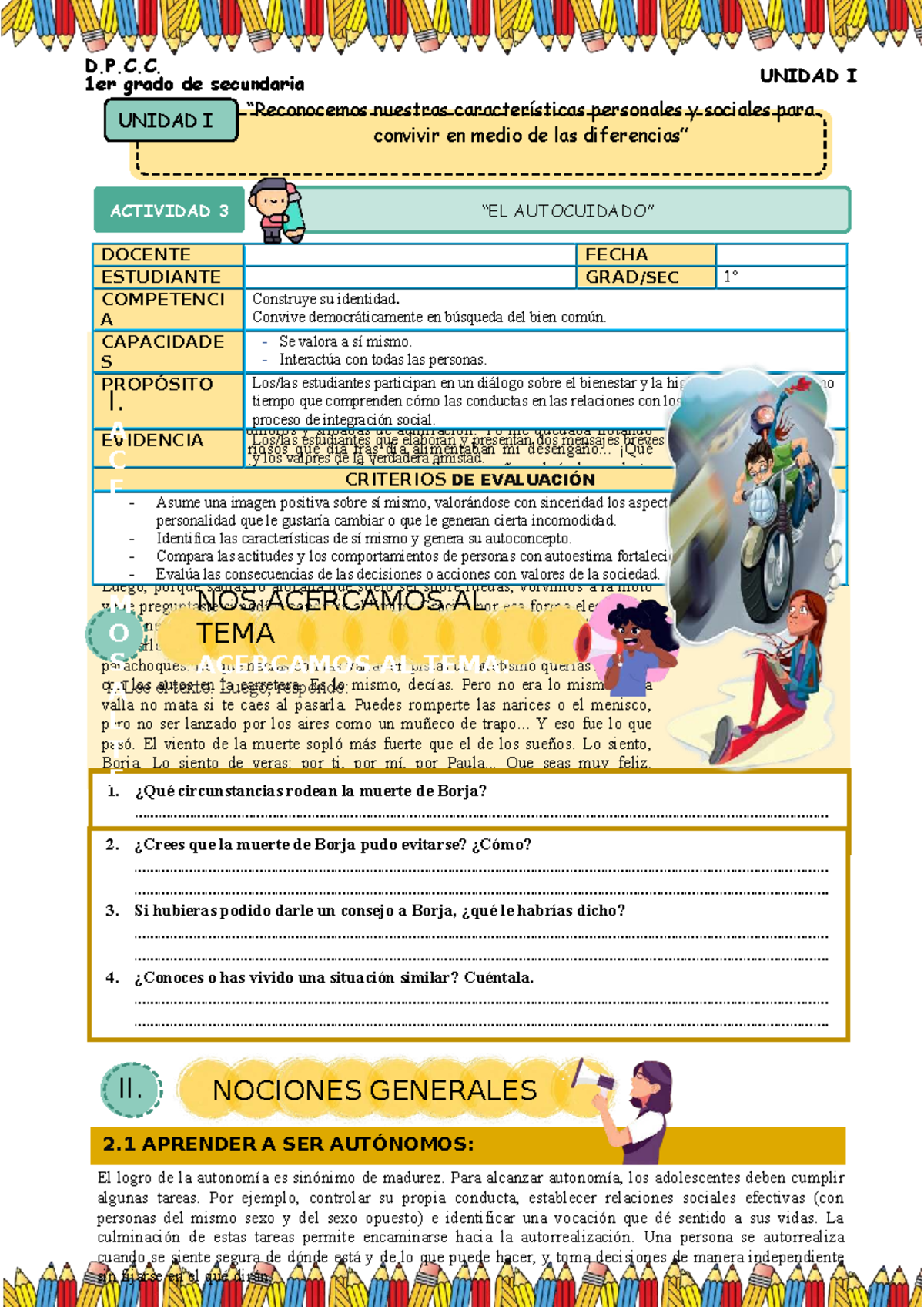 1° DPCC - Actividad 3: Construyendo Identidad y Amistad en Secundaria ...