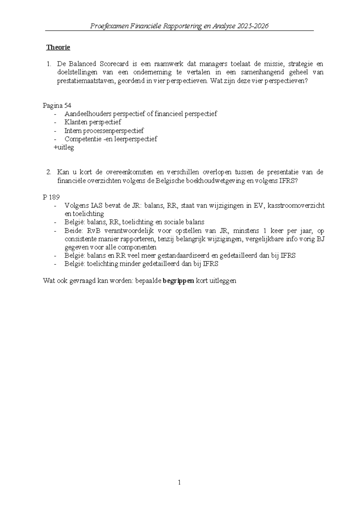 Proefexamen Financiële Rapportering en Analyse 2026: Theoretische en ...