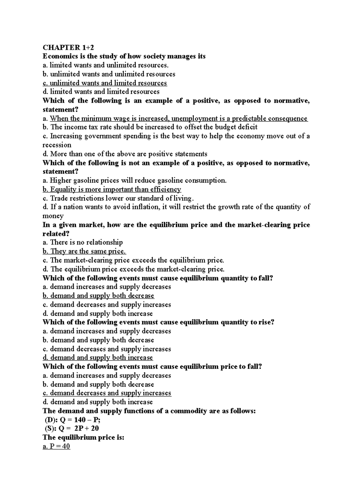 KTVM - REVIEW - CHAPTER 1+ Economics is the study of how society ...