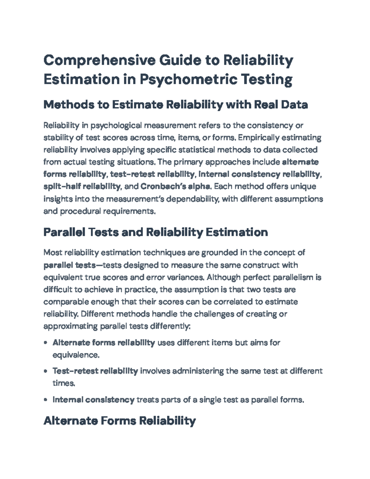 Psychometric Testing: Comprehensive Guide to Reliability Estimation ...