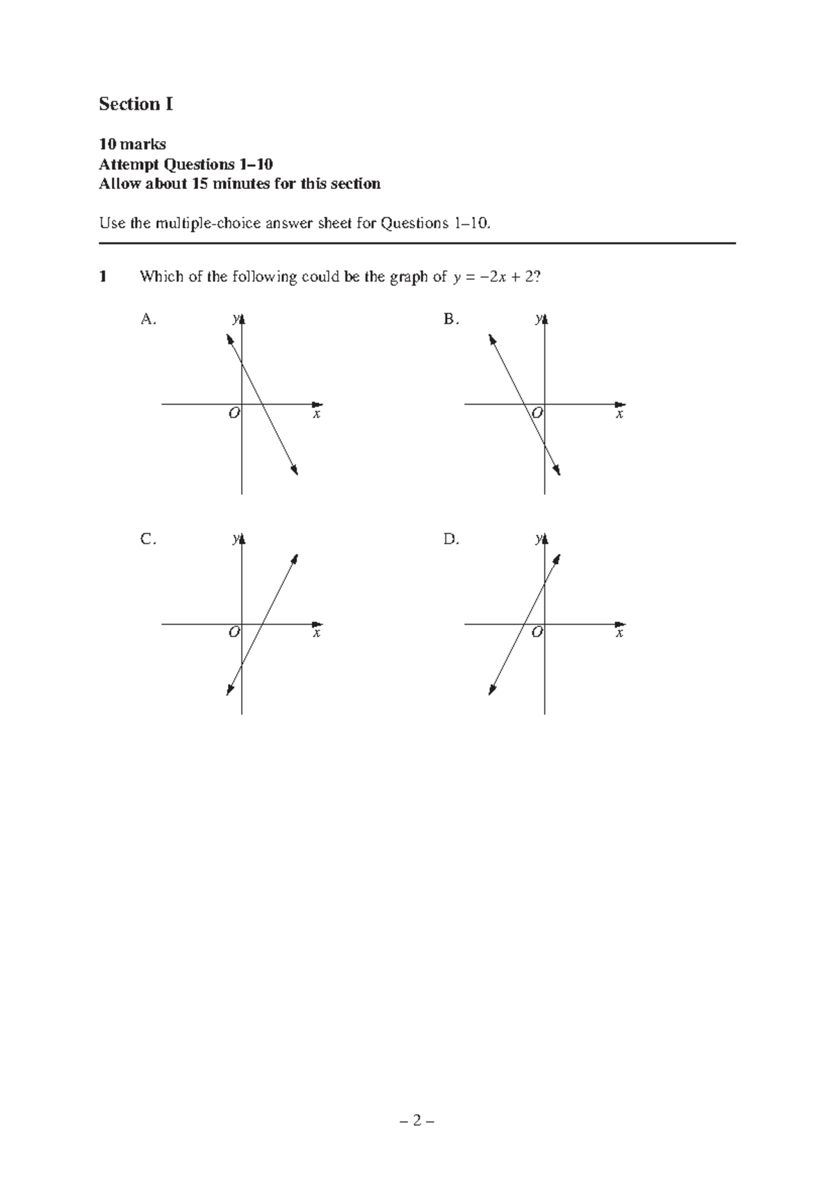 Math Question Practice for Section I (10 Marks) - Studocu