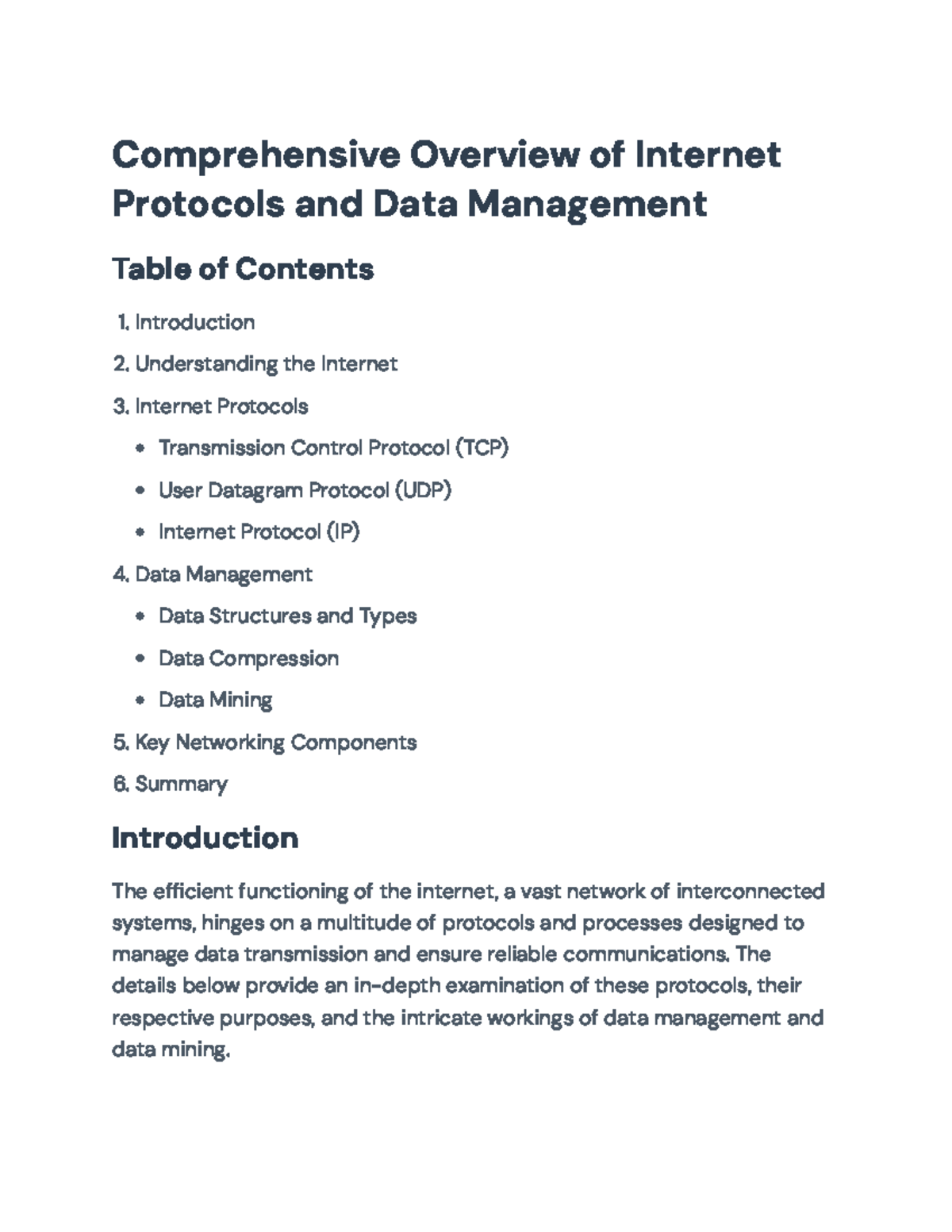 Comprehensive Overview of Internet Protocols & Data Management - The ...