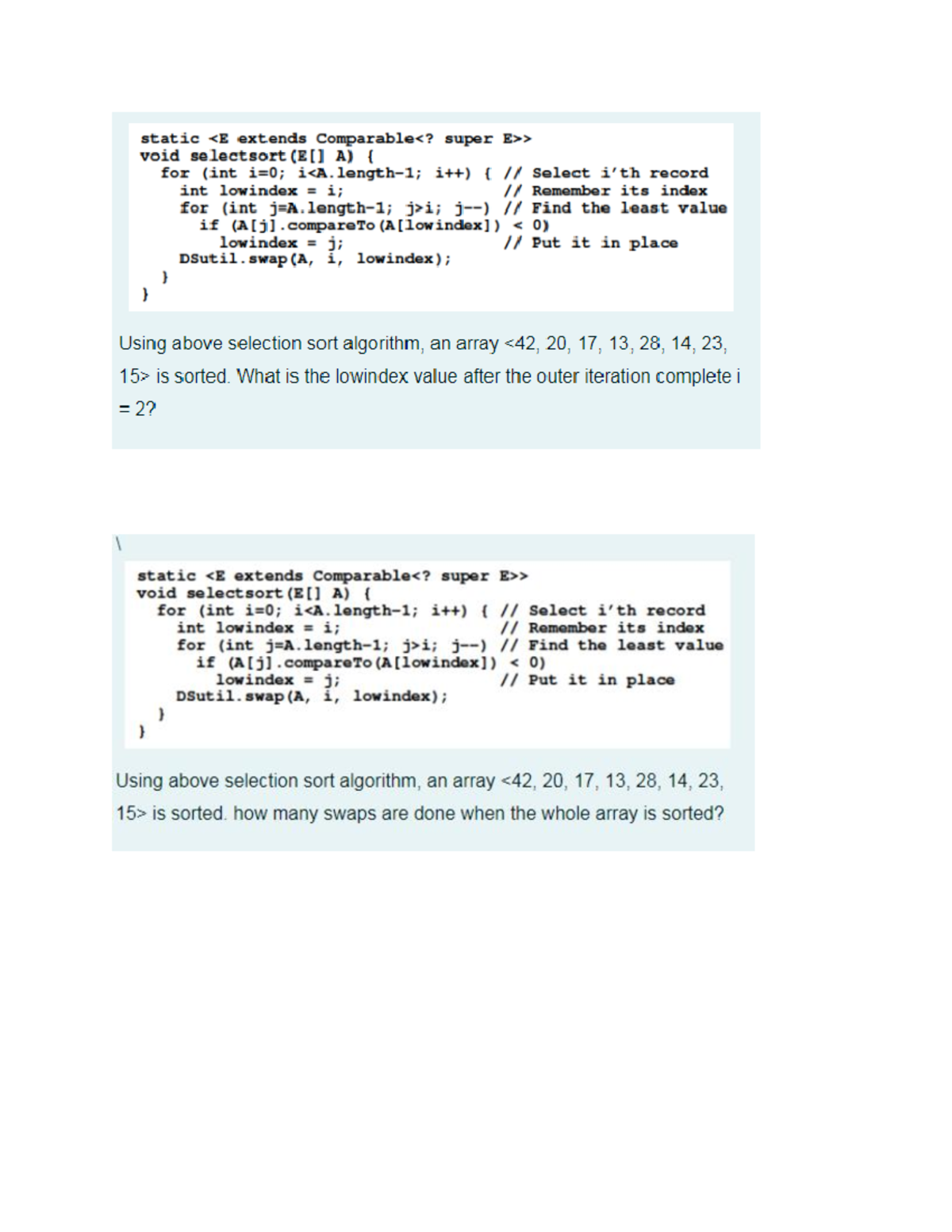 CS101 Midterm Selection Sort Sample Questions and Solutions - Studocu