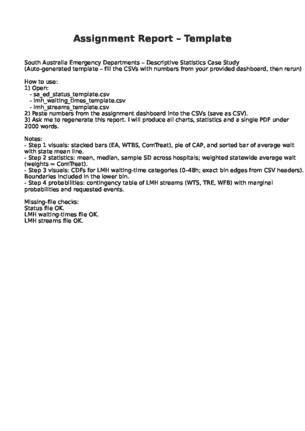 SA ED Case Study Report Template (SA ED 2023) - Studocu