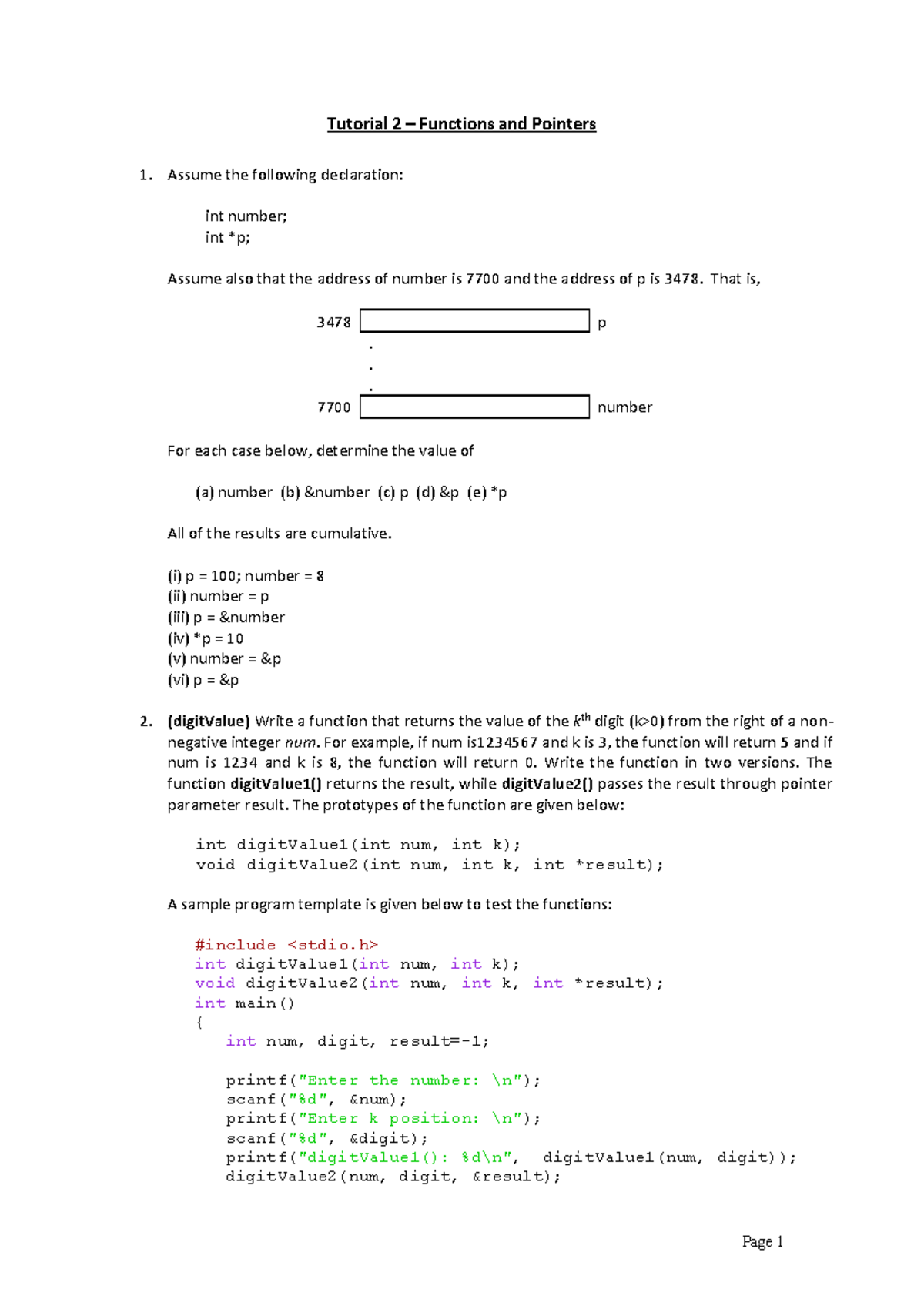 Tutorial 2 - Functions & Pointers: Understanding Values & Addresses ...