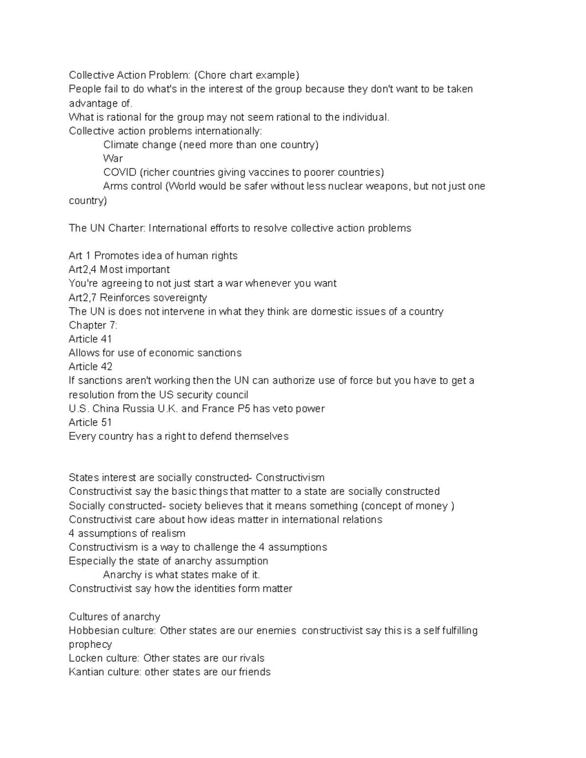 October notes - Collective Action Problem: (Chore chart example) People ...