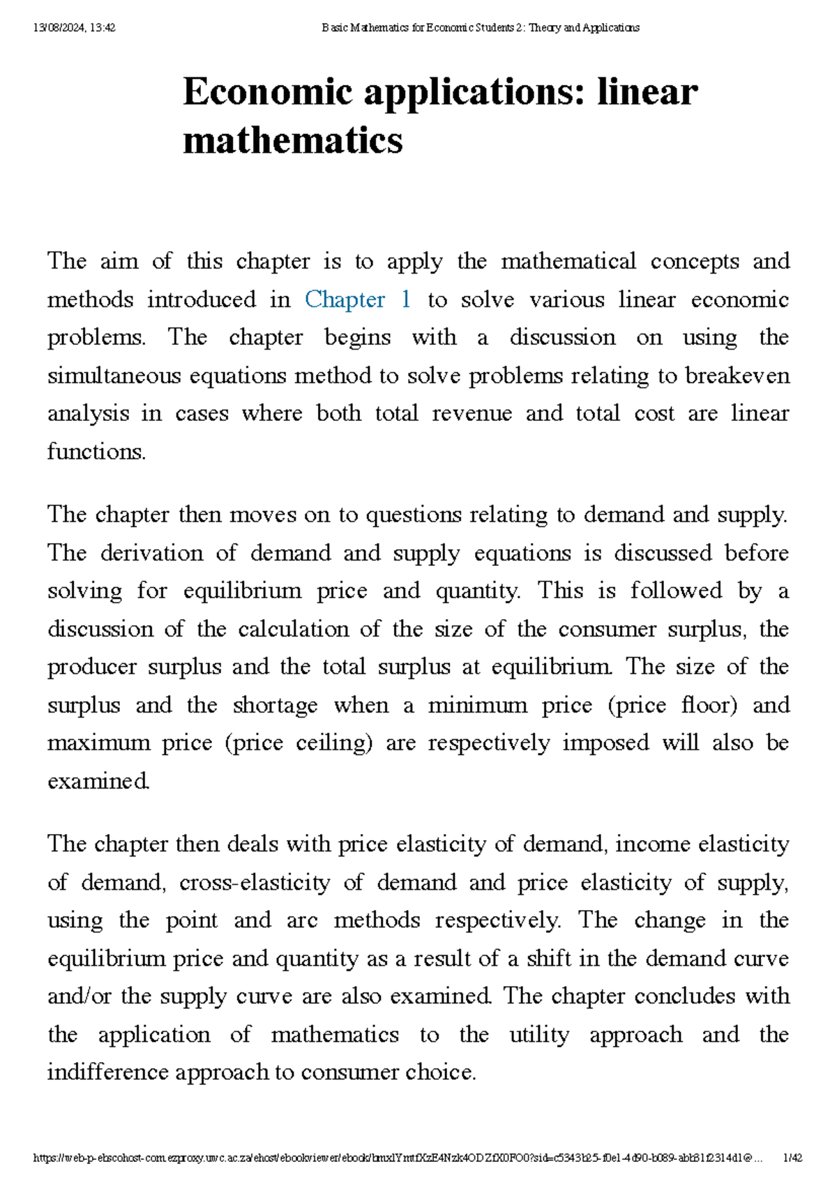 ECO235 Chapter 2 - Lecture Notes on Linear Economic Applications - Studocu