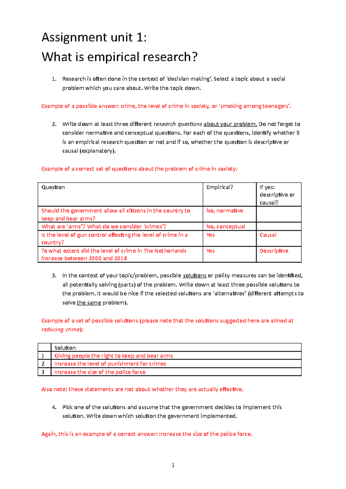 1920 Unit 1 - Assignment Overview and Sample Answers Q3 - Studeersnel